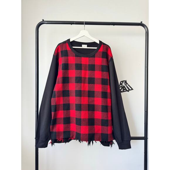 Dries Van Noten Black and Red Plaid Heavy Sweater - Picture 1 of 5